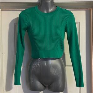 John + Jenn Green Ribbed Crop Top